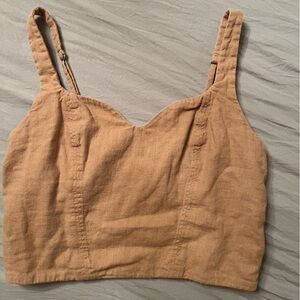Abercrombie linen tank top with adjustable straps.  Color is tan/peach